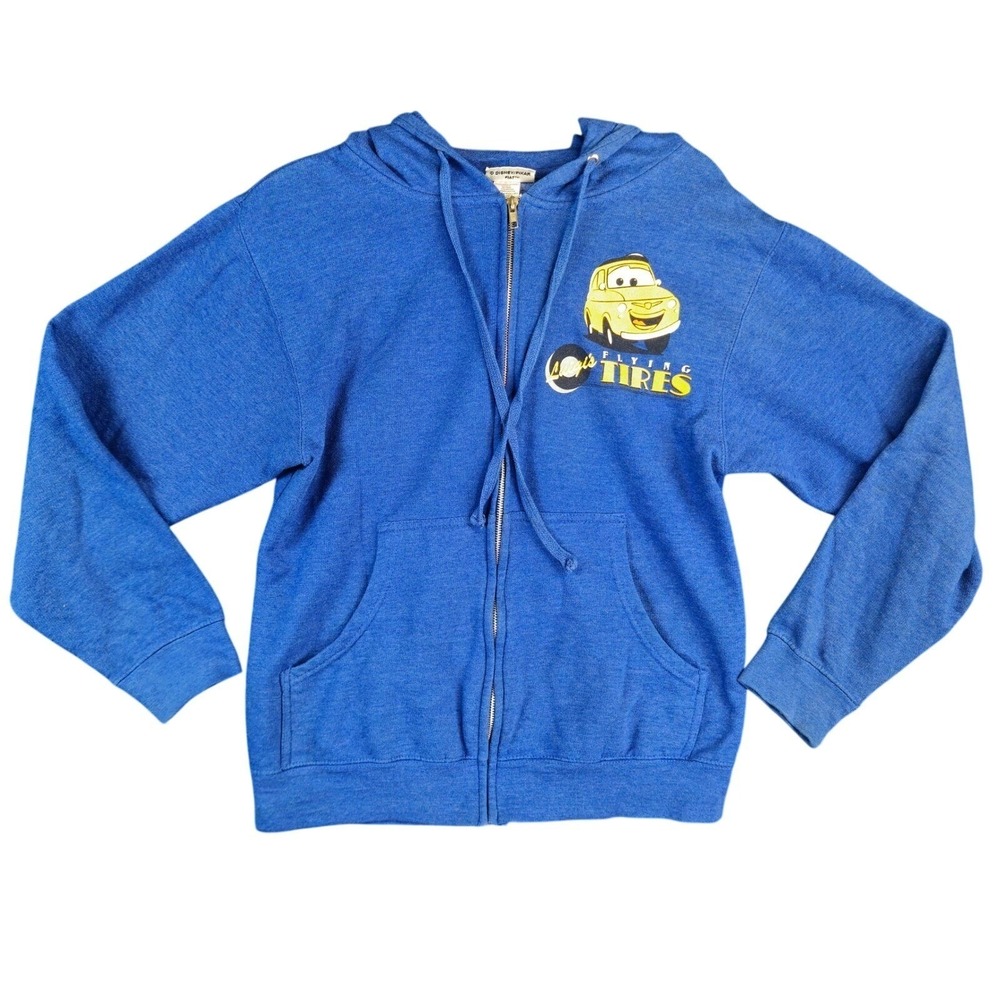 DISNEY PIXAR Cars Luigi Flying Tires Zip Hoodie Adult Small Blue Graphic‎